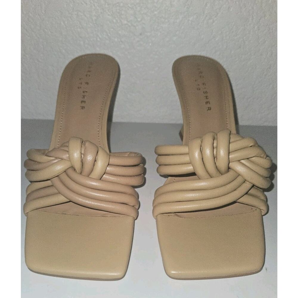 New! Marc Fisher Ltd Notted Heel, Tan Square toe Sandals Sz 10M - Picture 4 of 12